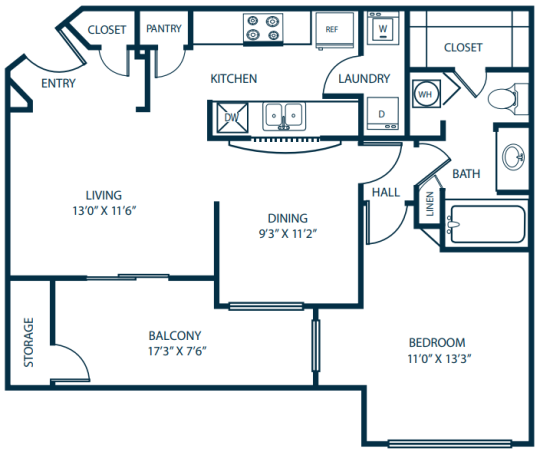 the floor plan for a two bedroom apartment at The Palm Haven