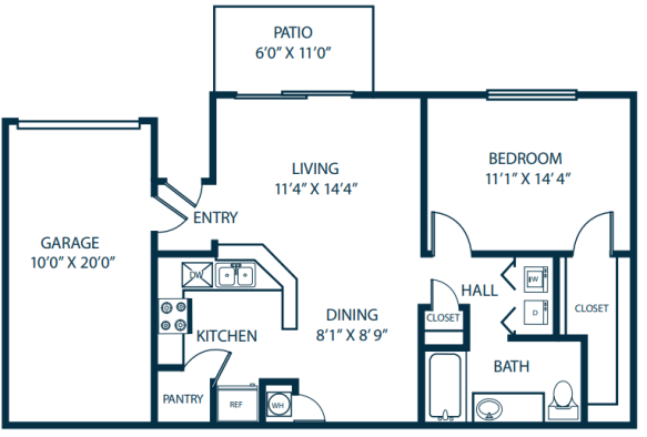 the floor plan for a two bedroom apartment at The Palm Haven