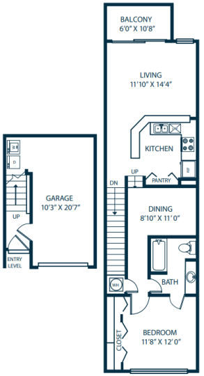 the two bedroom floor plan at The Palm Haven