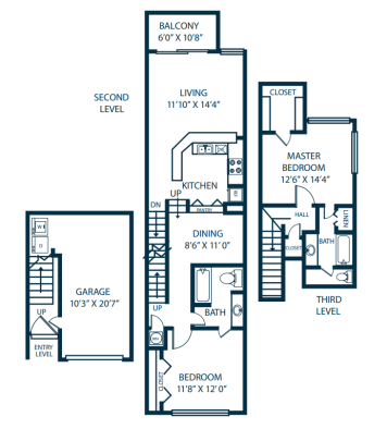 the floor plan for a two bedroom apartment at The Palm Haven