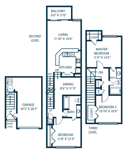 the floor plan for a two bedroom apartment at The Palm Haven