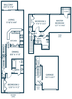 the floor plan for a two bedroom apartment at The Palm Haven